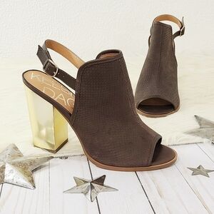 Kelsi Dagger Giadda peep toe bootie heels brown 10